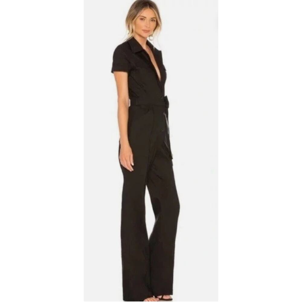 ALC Jumpsuit 6 Rivington Belted Twill Utility Wide Leg Cotton Blue Casual - Picture 2 of 16